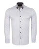 White Double Collar Dotted Print Shirt