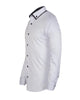 White Double Collar Dotted Print Shirt