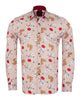 Beige Striped Floral Design Print Shirt