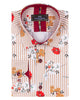 Beige Striped Floral Design Print Shirt