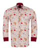 Beige Striped Floral Design Print Shirt