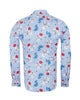 Blue Striped Floral Design Print Shirt