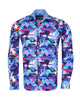Blue Retro Geometric Triangle Print Shirt