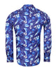 Blue Floral Leaf Print Shirt