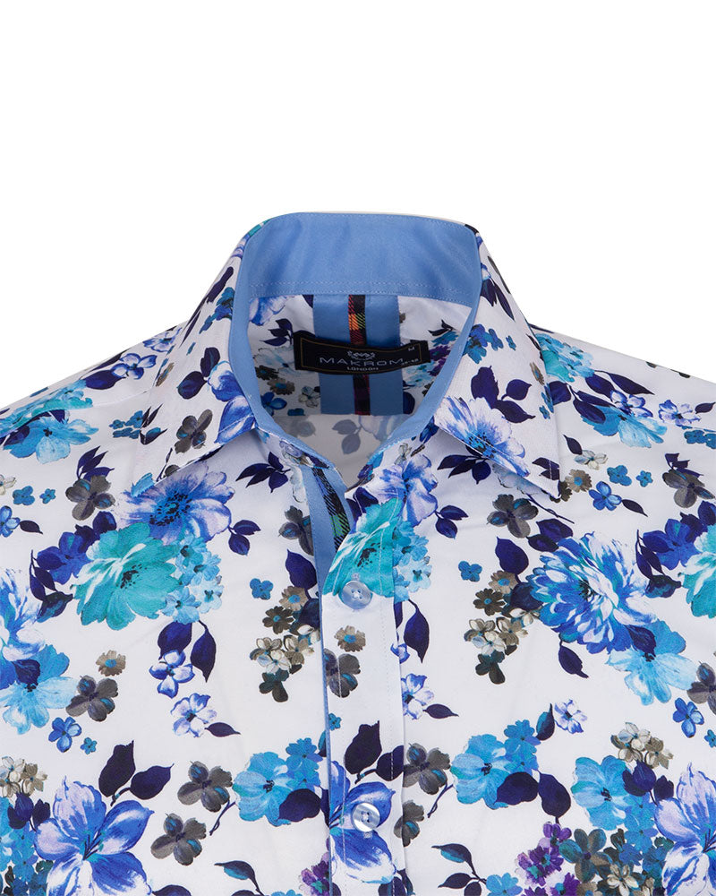 Blue Flower Print Shirt