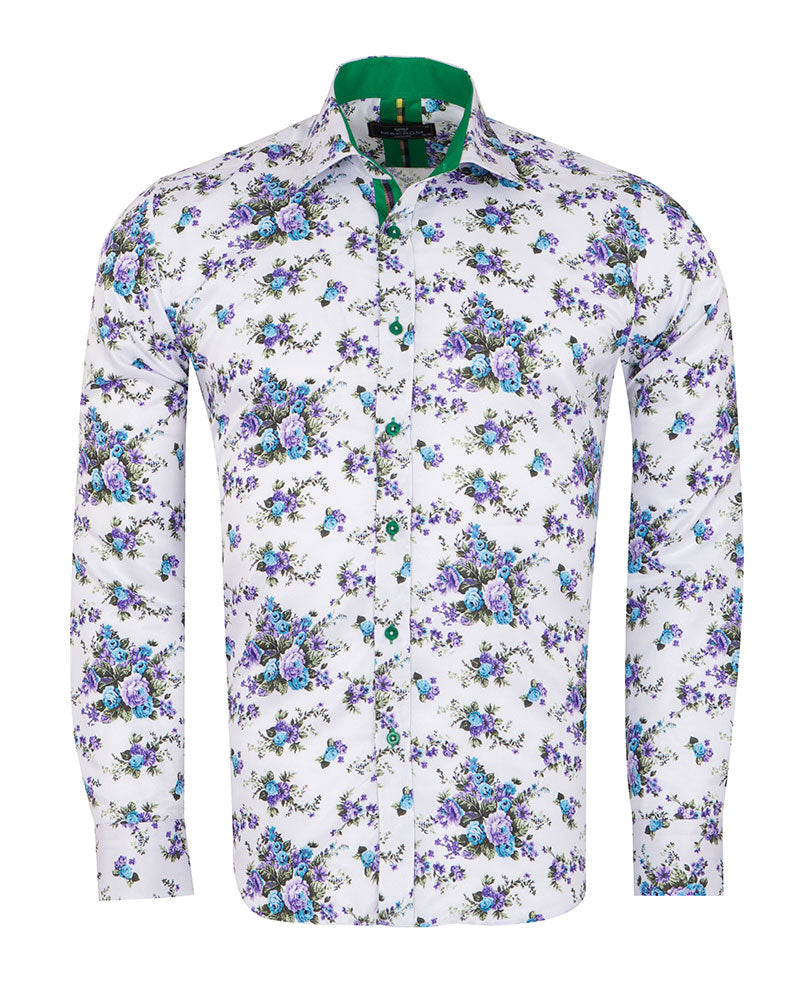 White Floral Print Shirt