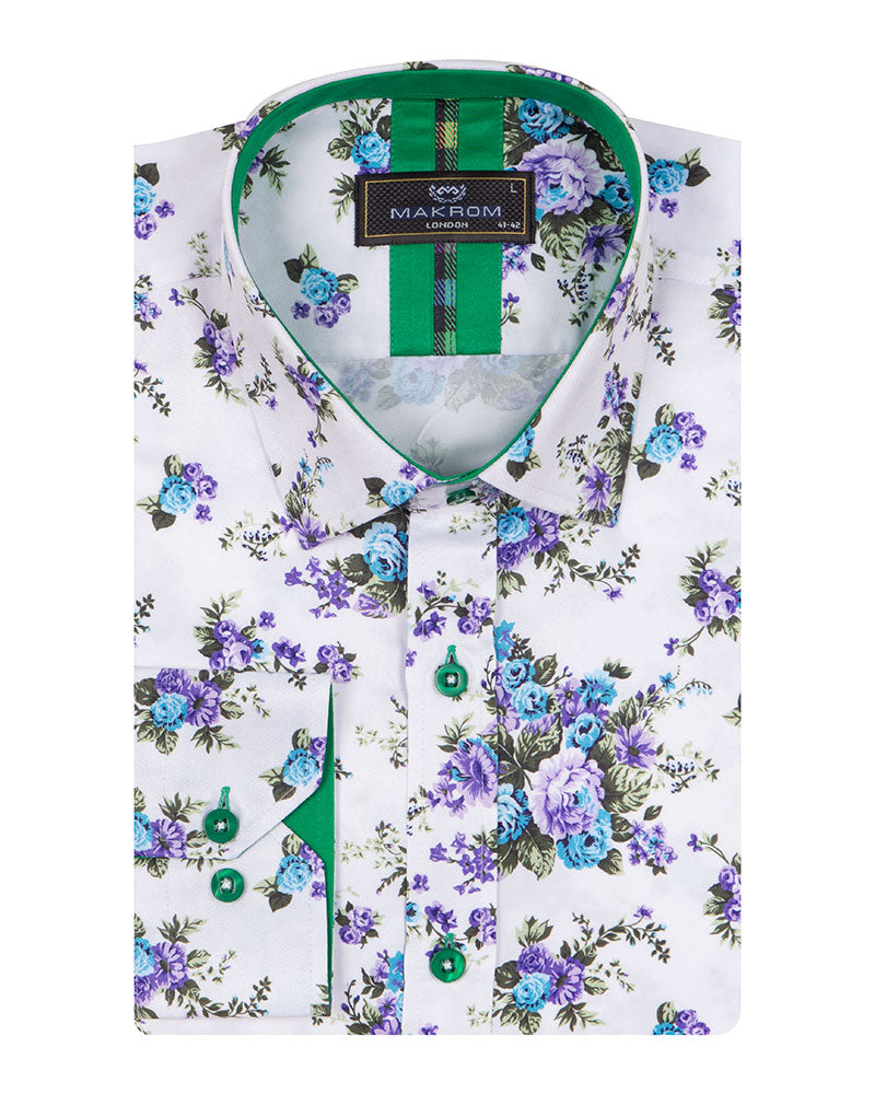 White Floral Print Shirt