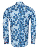 Blue Stripe Daisy Floral Print Shirt