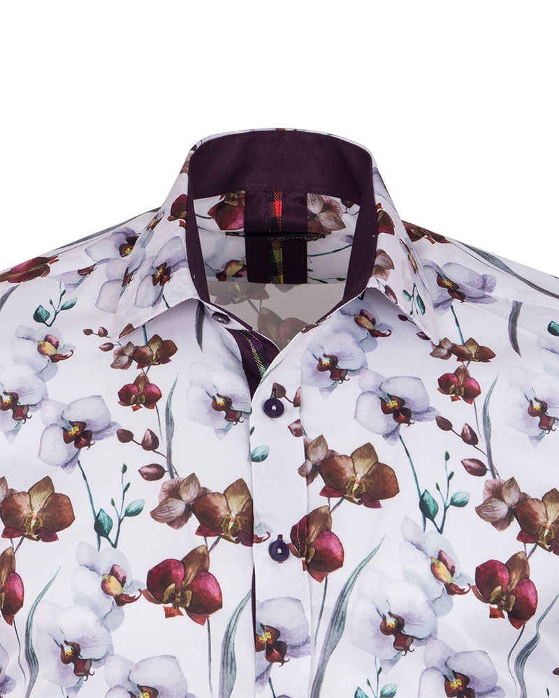Brown Orchid Floral Print Shirt