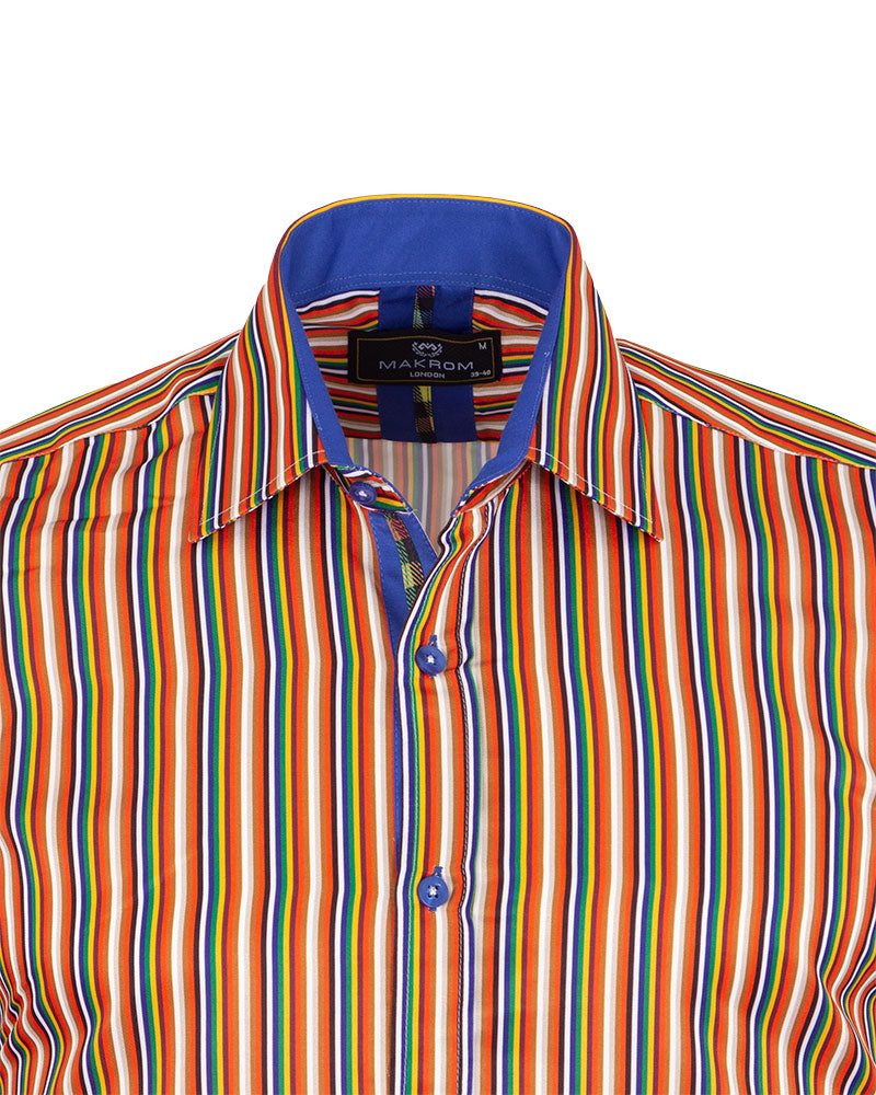 Colourful Pinstriped Print Shirt