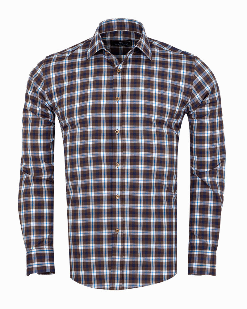 Brown Gingham Checked Shirt