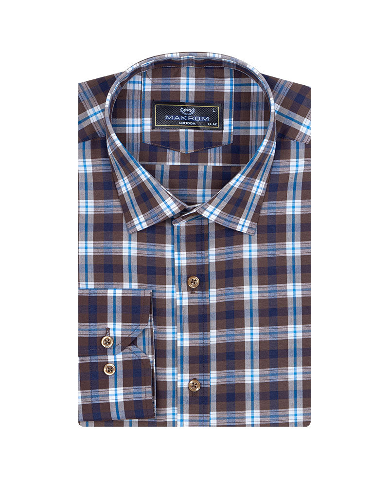 Brown Gingham Checked Shirt