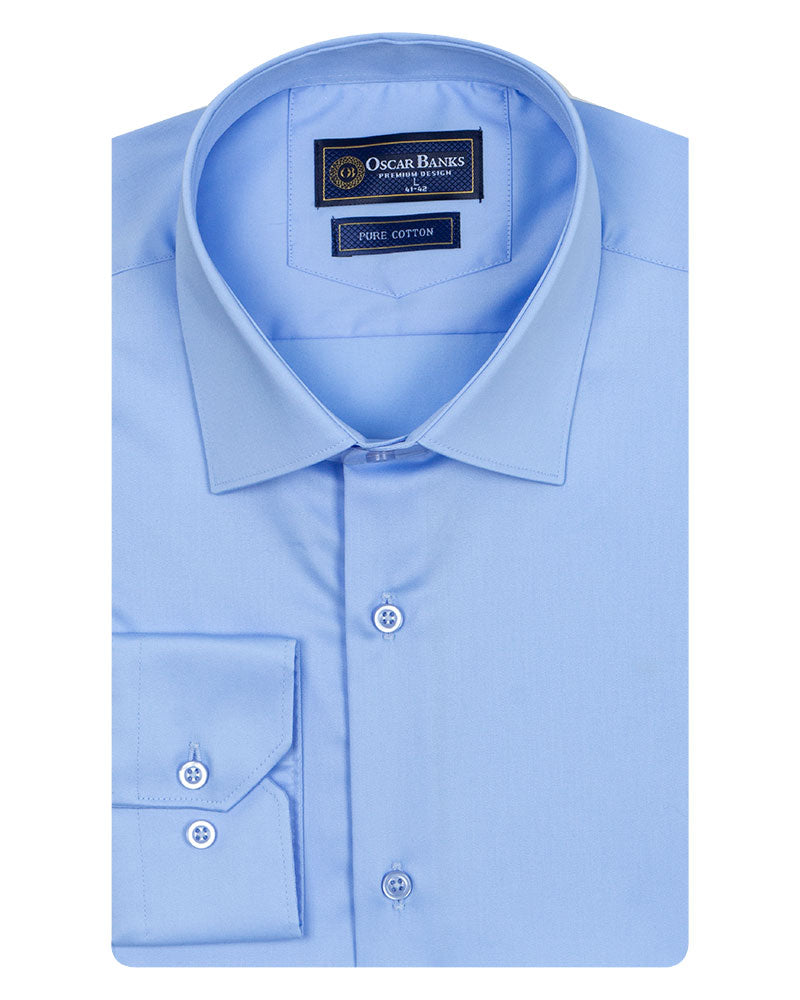 Blue Plain Pure Cotton Men's Shirt