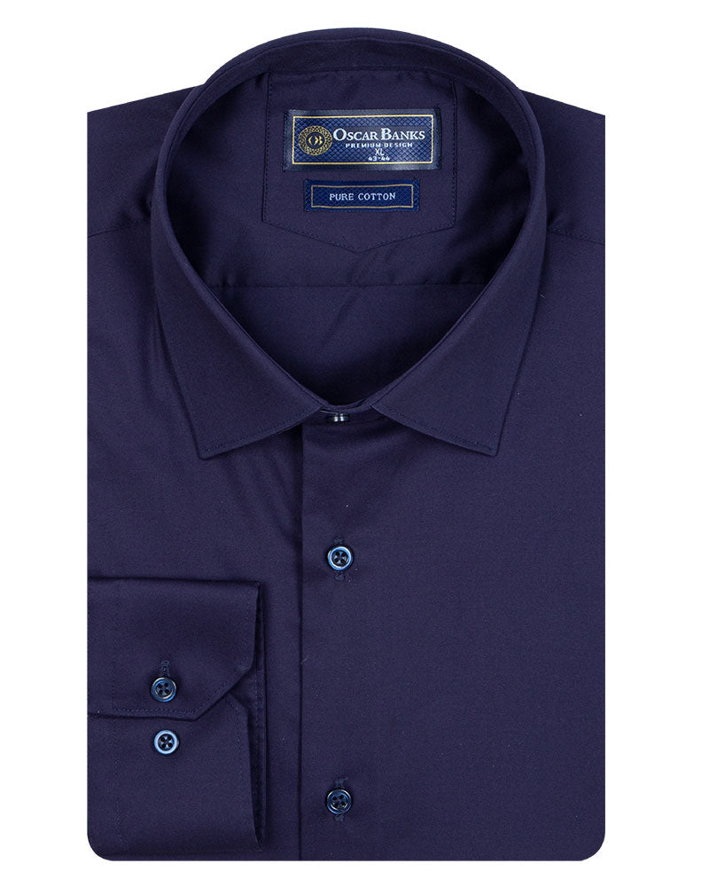 Dark Blue Plain Pure Cotton Men's Shirt