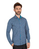 Turquoise Mini Snowflake Print Men's Shirt