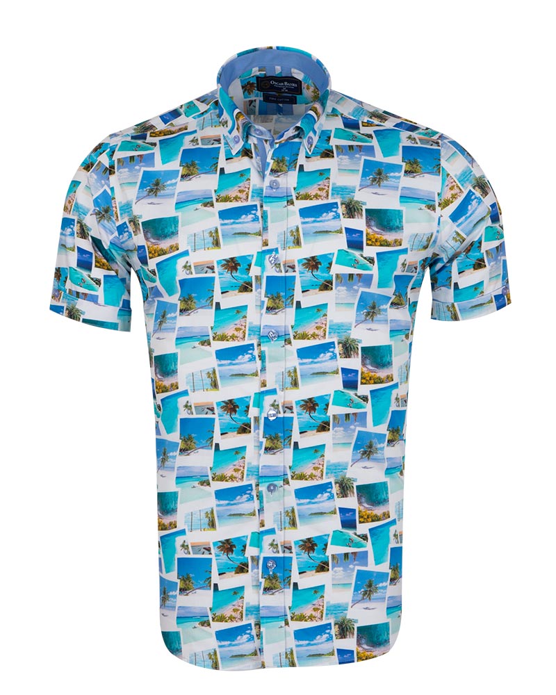 Hawaiian Island Print Short Sleeve Shirt