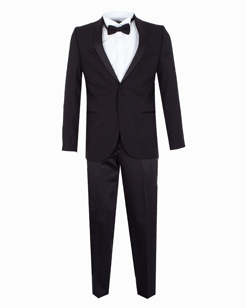Black Fashion Suit with Contrasting Lapel Design Prom Suit