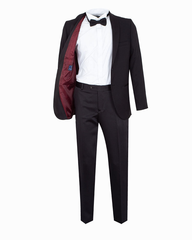 Black Fashion Suit with Contrasting Lapel Design Prom Suit