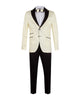 Cream Men's 4 Piece Glitter Suit Contrasting Lapel