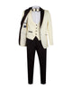 Cream Men's 4 Piece Glitter Suit Contrasting Lapel