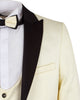 Cream Men's 4 Piece Glitter Suit Contrasting Lapel
