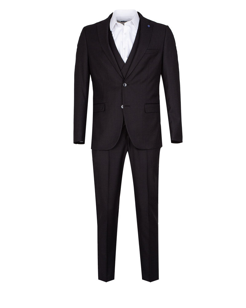 Black 3 Piece Men's Suit with Double Breasted Waistcoat