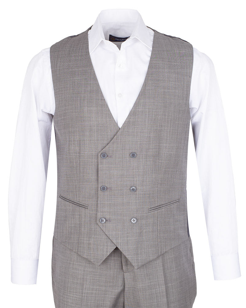 Brown Three Piece Men's Suit with Double Breasted Waistcoat