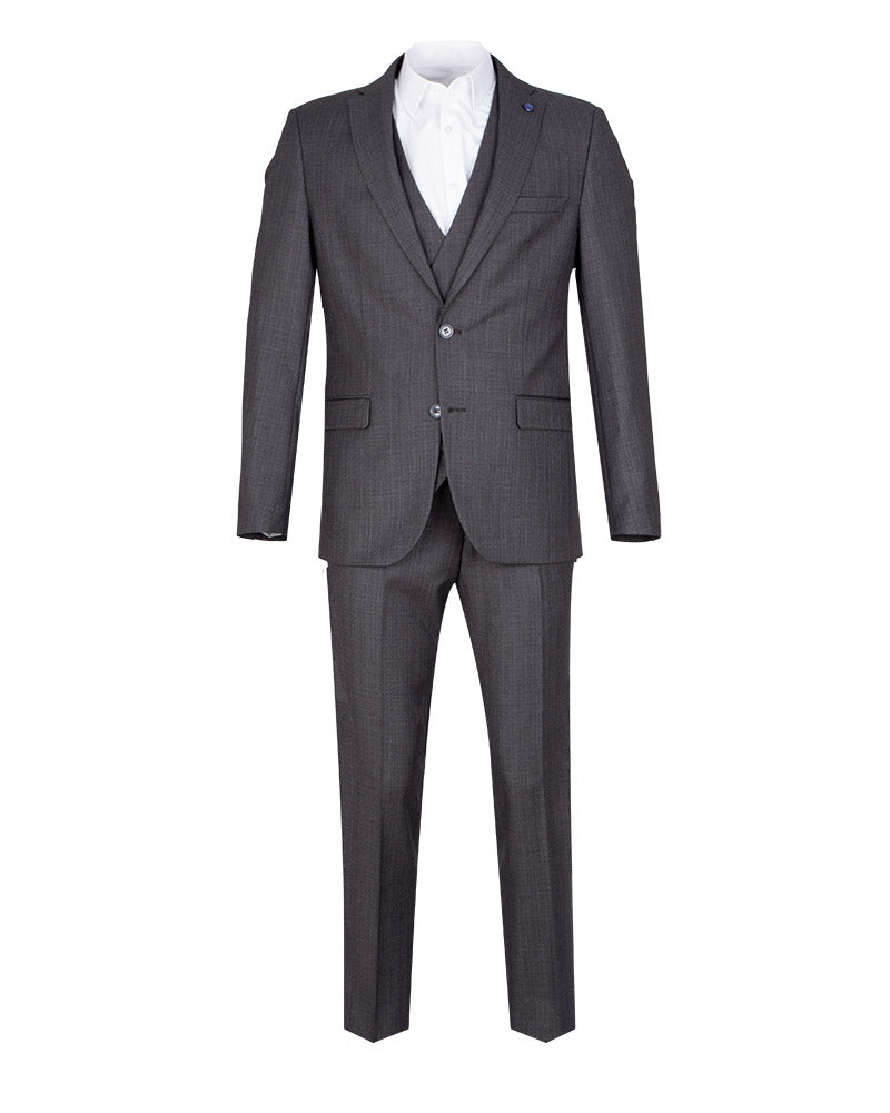 Anthracite Three Piece Men's Suit with Double Breasted Waistcoat