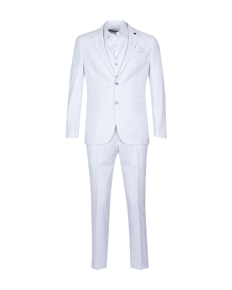 White Classic Plain 3 Piece Men's Suit