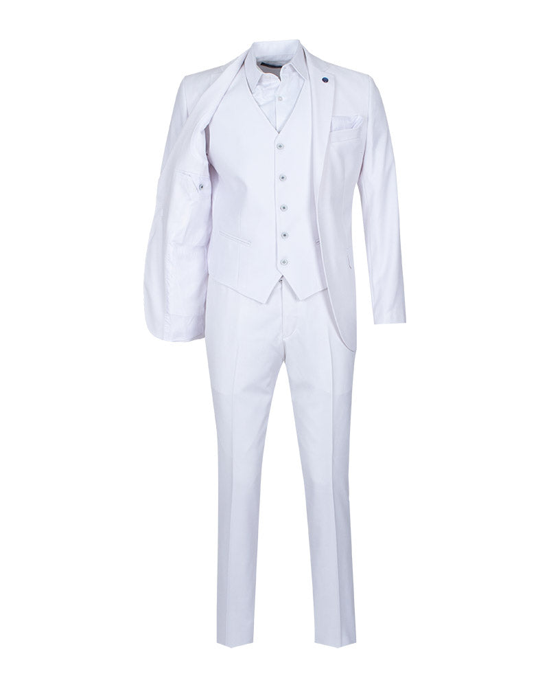 White Classic Plain 3 Piece Men's Suit