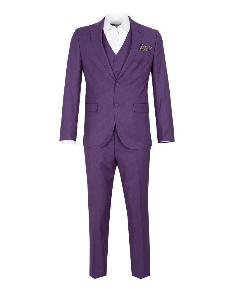 Purple Classic Plain 3 Piece Men's Suit