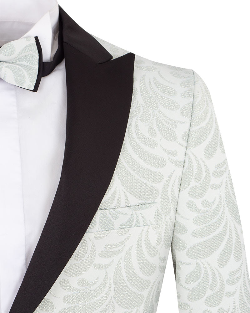 Three Piece Cream Floral Design Wedding Suit