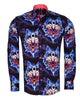 Space Wolf Print Men's Shirt with Matching Handkerchief-Makrom