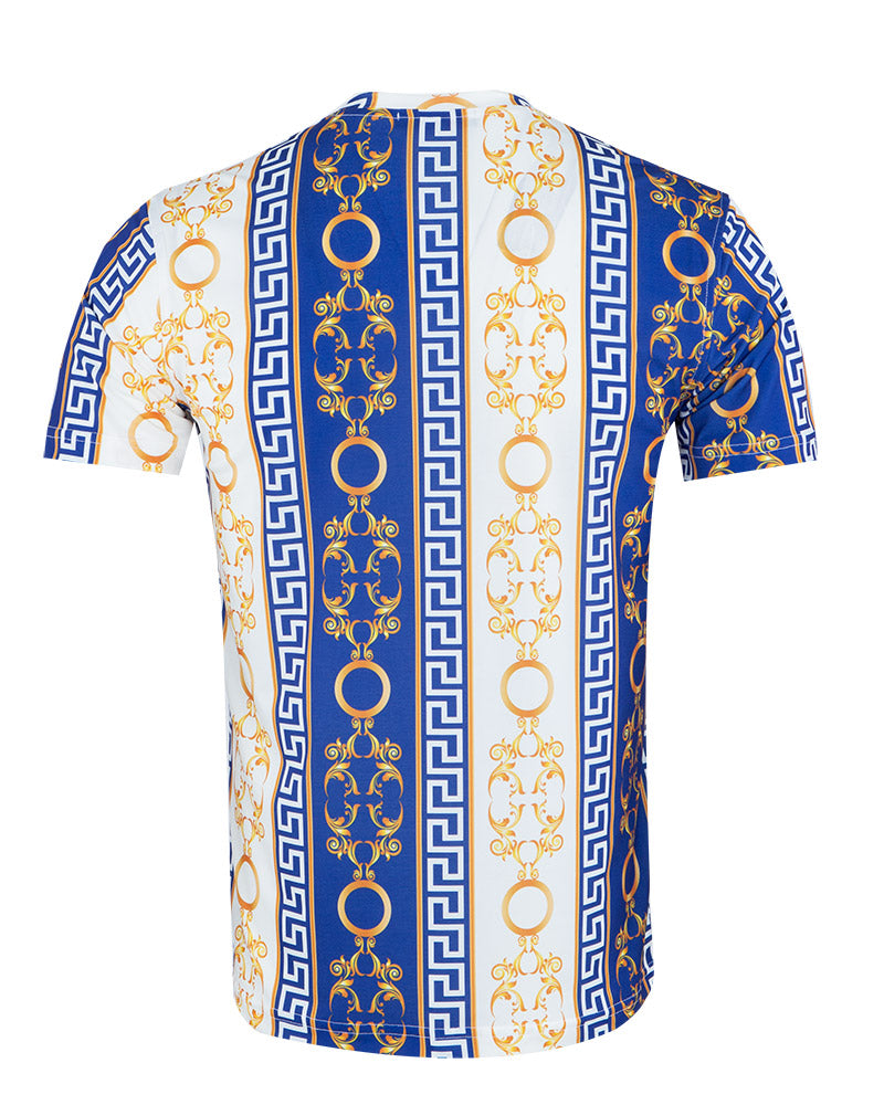 Royal Blue Roman Baroque Design Print T-Shirt