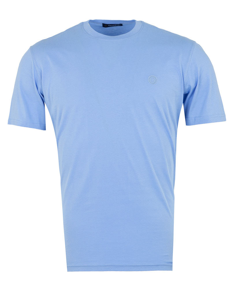 Blue Round Neck Plain T Shirt