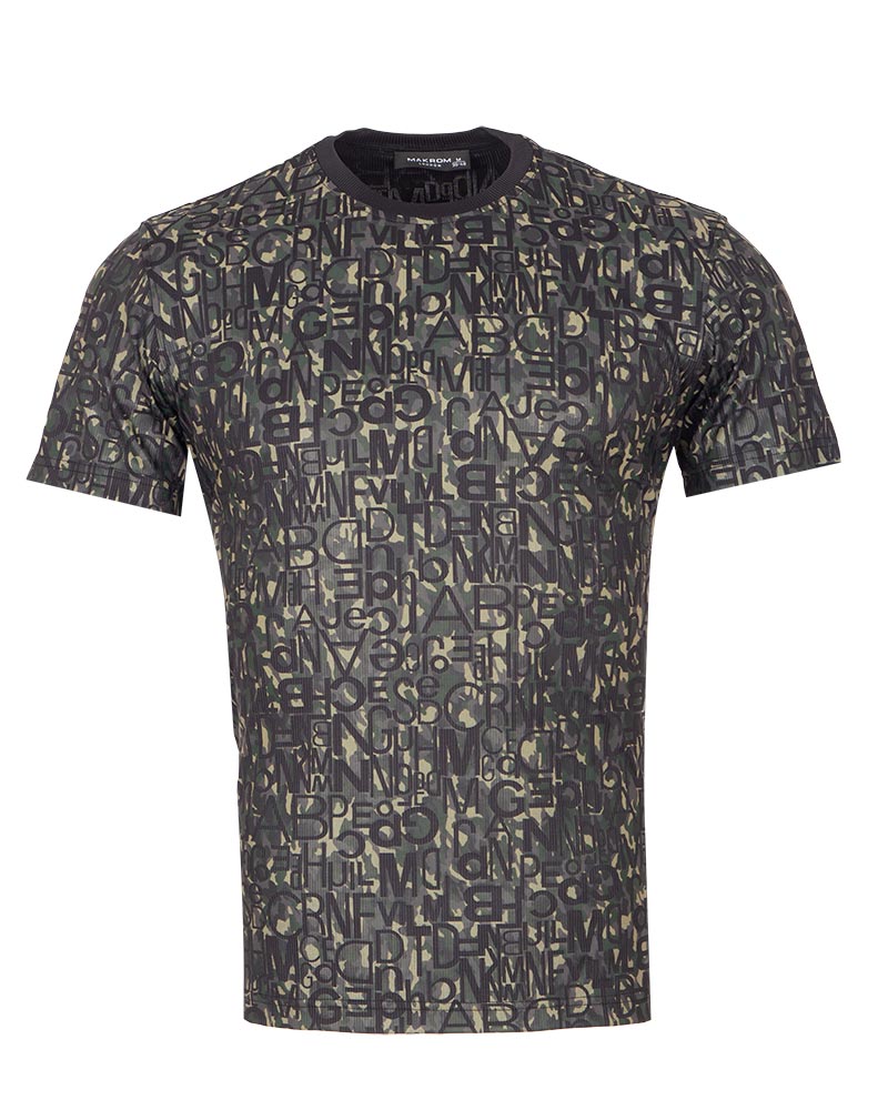 Alphabet Camouflage Print Body Fit T-Shirt