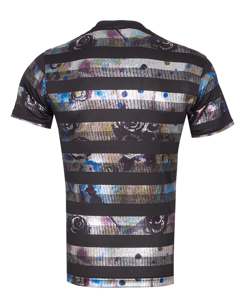 Rib Striped Print Body Fit T-Shirt