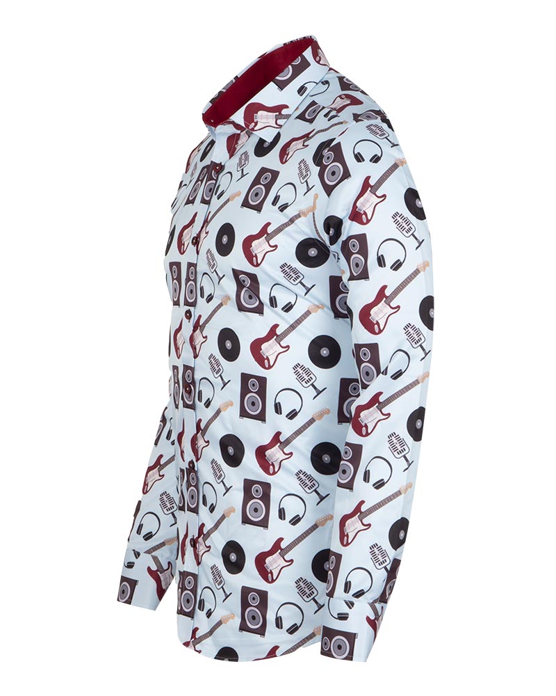Vintage Record Store Music Print Men's Shirt-Makrom