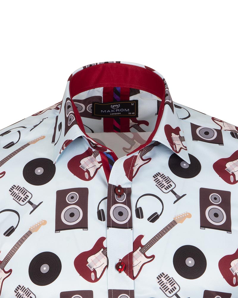 Vintage Record Store Music Print Men's Shirt-Makrom