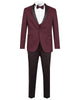 Burgundy & Black 4 Piece Tuxedo Wedding Suit