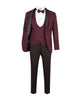 Burgundy & Black 4 Piece Tuxedo Wedding Suit