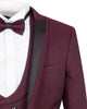 Burgundy & Black 4 Piece Tuxedo Wedding Suit