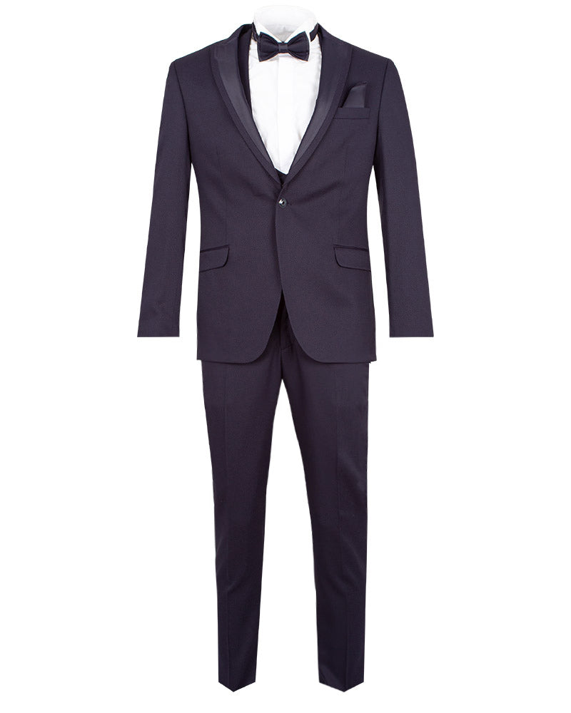 Four Piece Dark Blue Tuxedo Wedding Suit