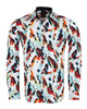 White Abstract Ink Splotch Print Shirt-Makrom