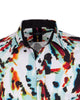 White Abstract Ink Splotch Print Shirt-Makrom