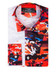 White Abstract Paint Splatter Print Shirt-Makrom
