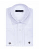 White Casual Twill Double Cuff Long Sleeve Shirt-Makrom