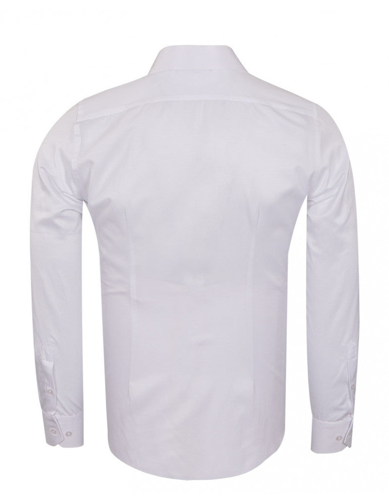 White Classic Single Cuff Men's Shirt-Makrom