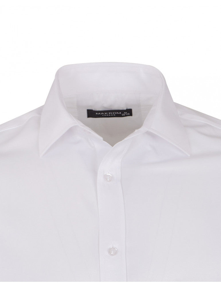 White Classic Single Cuff Men's Shirt-Makrom