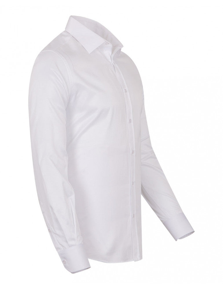 White Classic Single Cuff Men's Shirt-Makrom